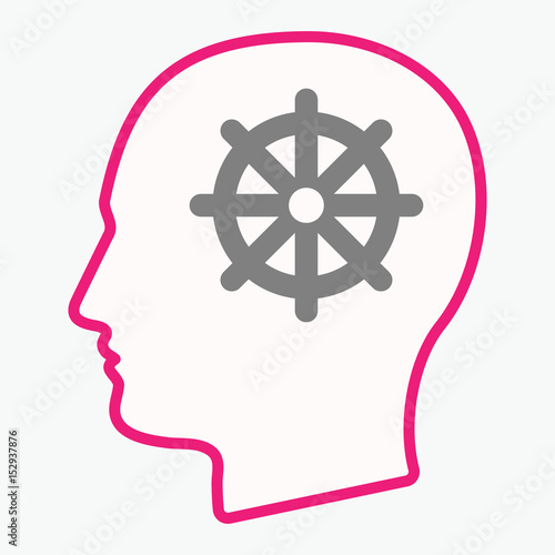 Isolated  head with a dharma chakra sign