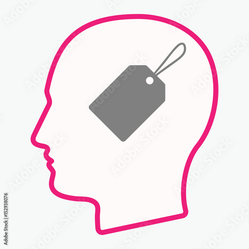 Isolated  head with a label