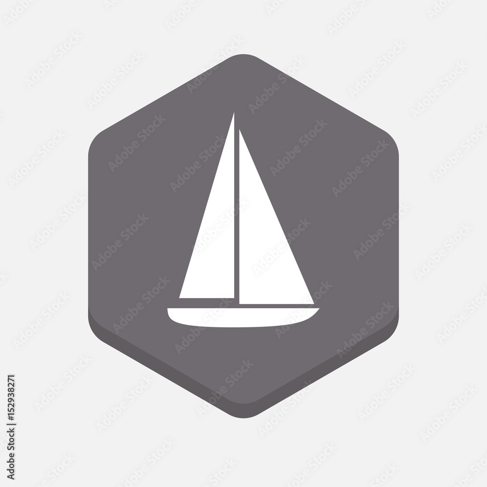 Isolated hexagonal signal with a ship Isolated hexagonal signal with a ship
