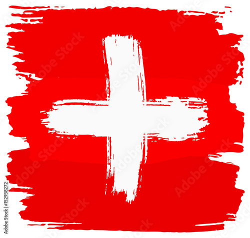 Flagge der Schweiz mit Pinselstrichen gemalt 
