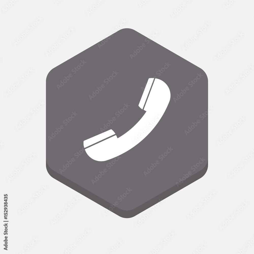 Isolated hexagonal signal with a phone Isolated hexagonal signal with a phone