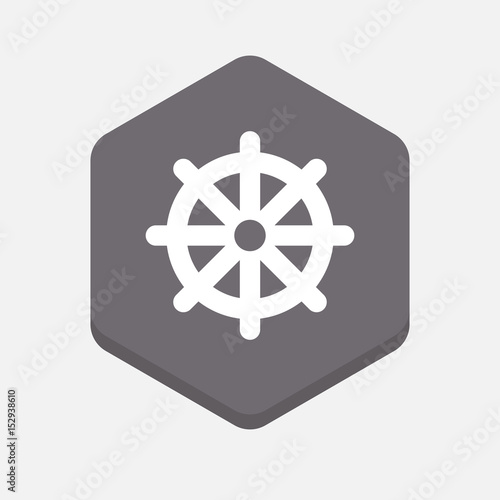 Isolated hexagonal signal with a dharma chakra sign