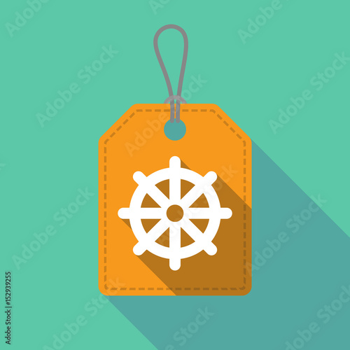 Long shadow product label with a dharma chakra sign