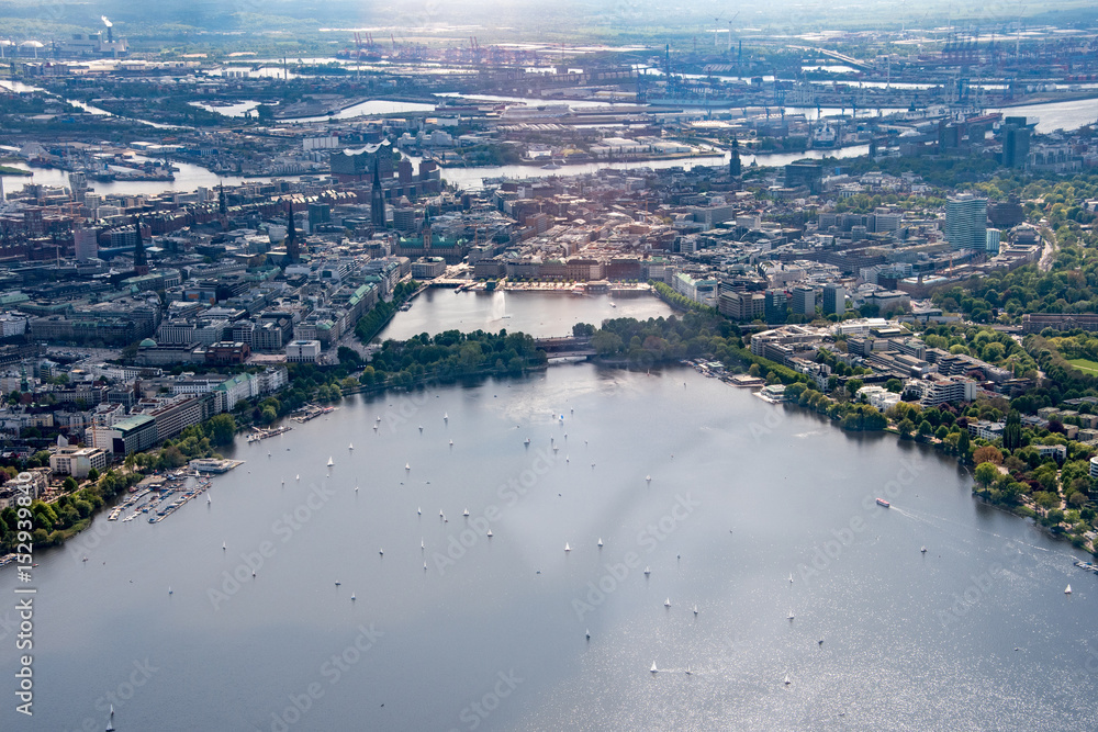 Fototapeta premium Hamburg Panorama fome above