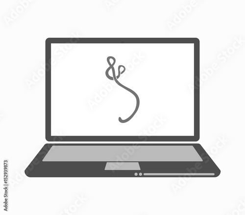 Isolated line art laptop with  an ebola sign