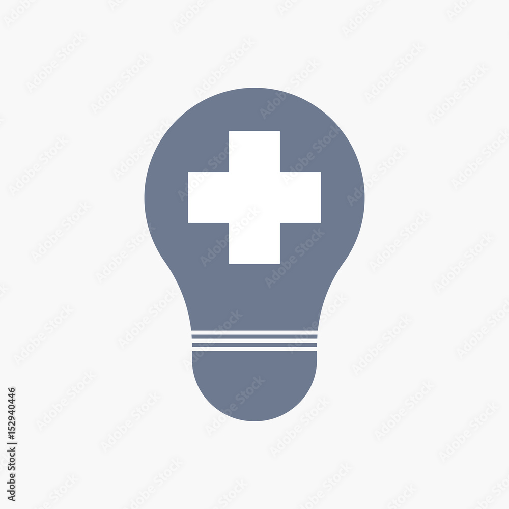 Obraz premium Isolated light bulb icon with a pharmacy sign