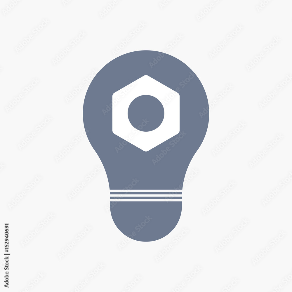 Isolated light bulb icon with a nut Isolated light bulb icon with a nut