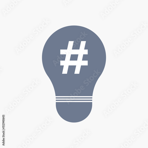 Isolated light bulb icon with a hash tag