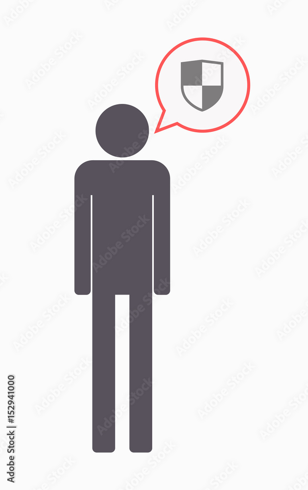 Isolated male pictogram with a shield Isolated male pictogram with a shield
