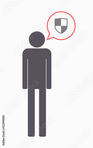 Isolated male pictogram with a shield