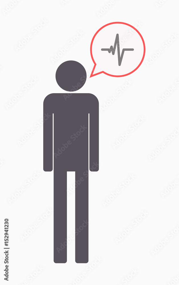 Isolated male pictogram with a heart beat sign Isolated male pictogram with a heart beat sign