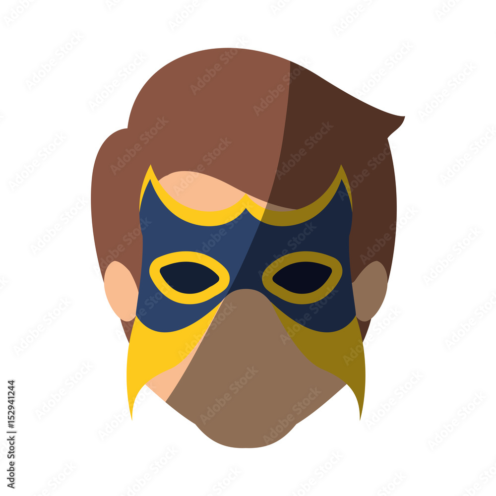 colorful silhouette with faceless man superhero with mask vector illustration