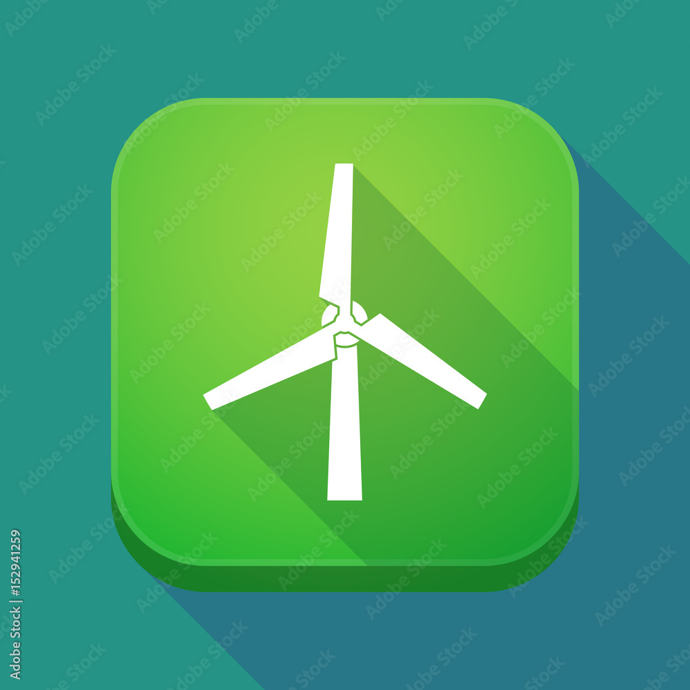 Long shadow app icon with a wind turbine Long shadow app icon with a wind turbine