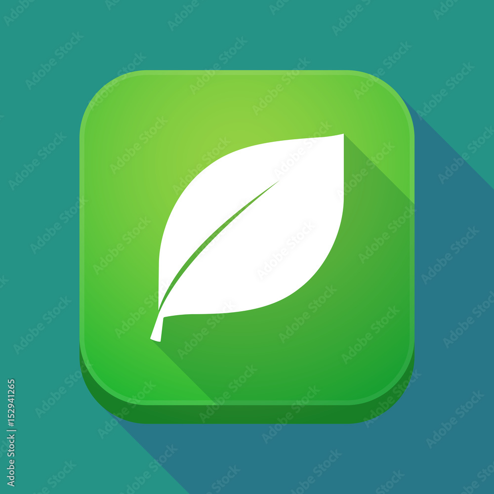 Long shadow app icon with a leaf Long shadow app icon with a leaf