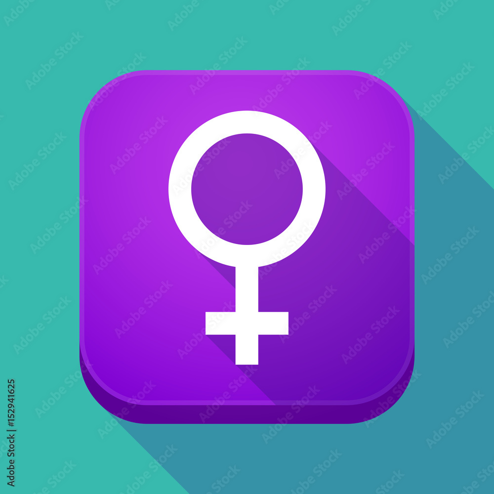 Long shadow app icon with a female sign Long shadow app icon with a female sign