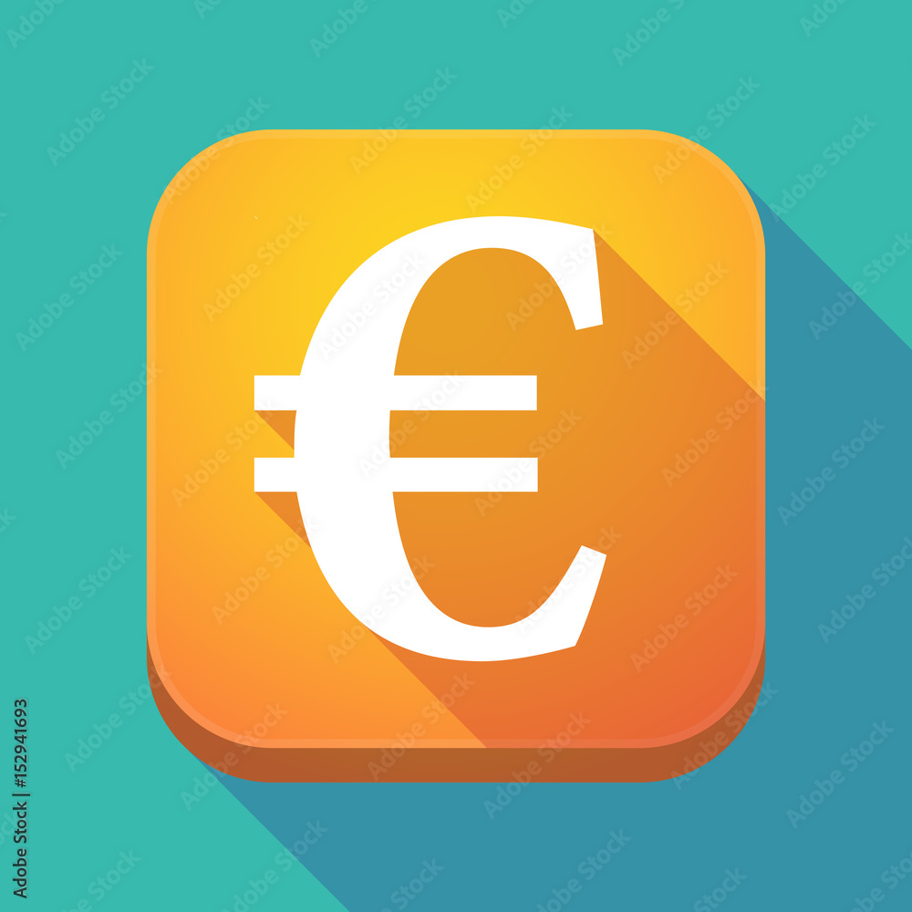 Long shadow app icon with an euro sign Long shadow app icon with an euro sign