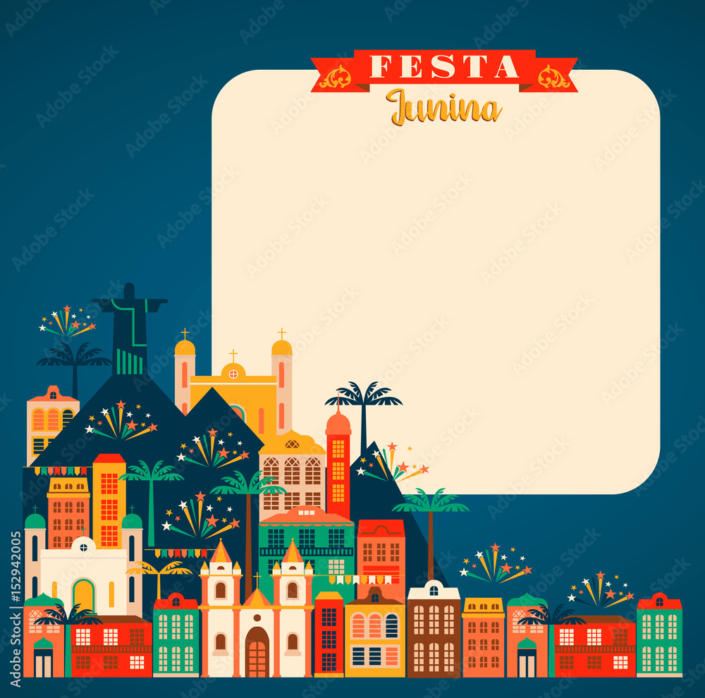 Latin American holiday, the June party of Brazil. Vector illustration