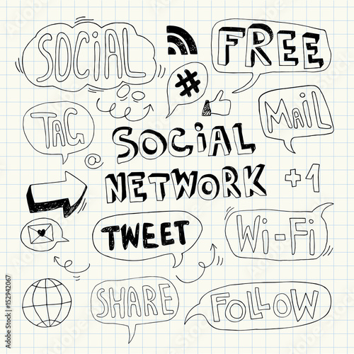 Social Network Speech Bubbles,Signs and Doodles