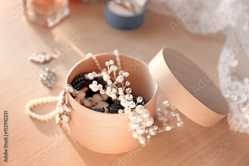 Foto Collection of bijouterie in jewelry box