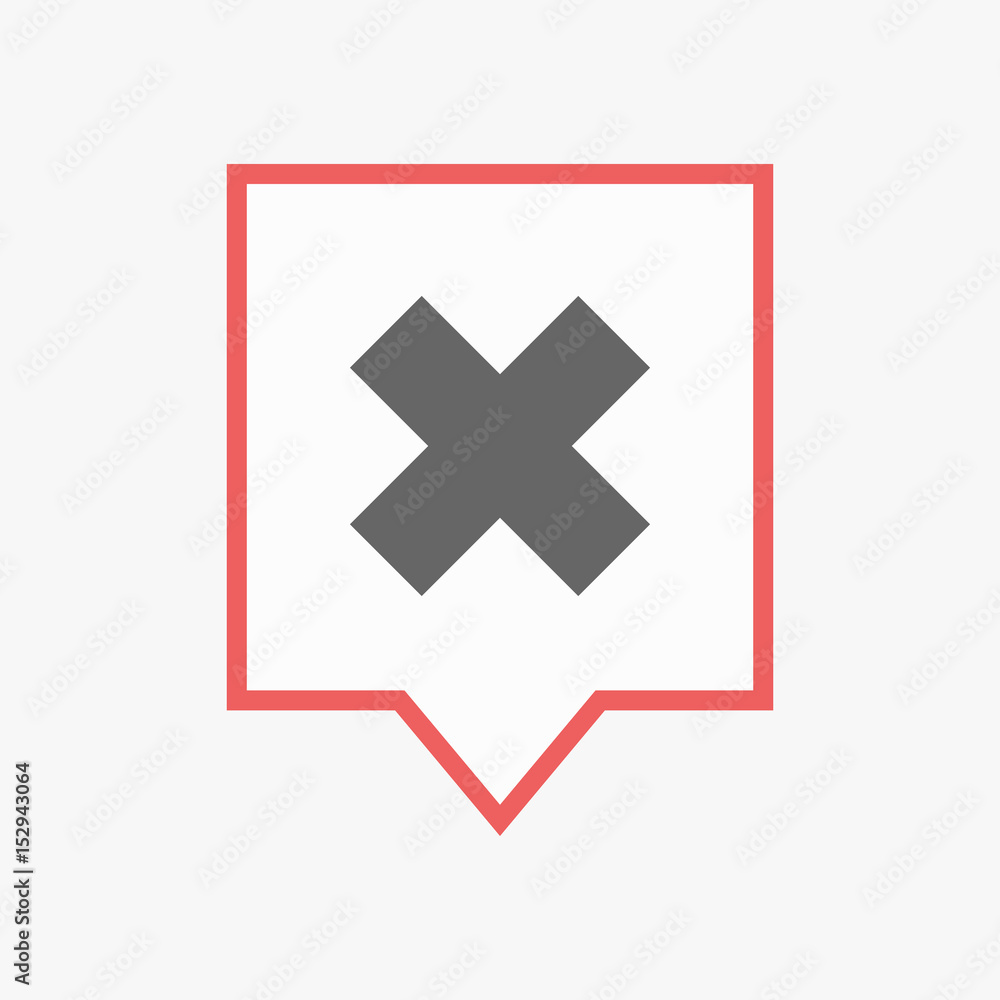 Isolated tooltip with an x sign Isolated tooltip with an x sign