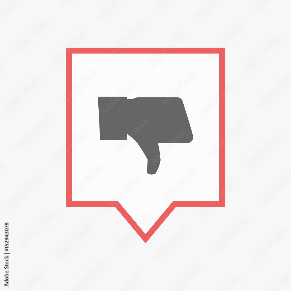 Isolated tooltip with a thumb down hand Isolated tooltip with a thumb down hand
