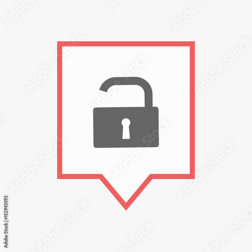 Isolated tooltip with an open lock pad