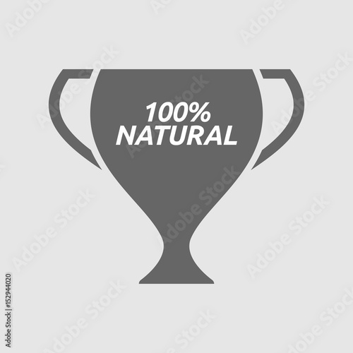 Isolated cup with    the text 100% NATURAL