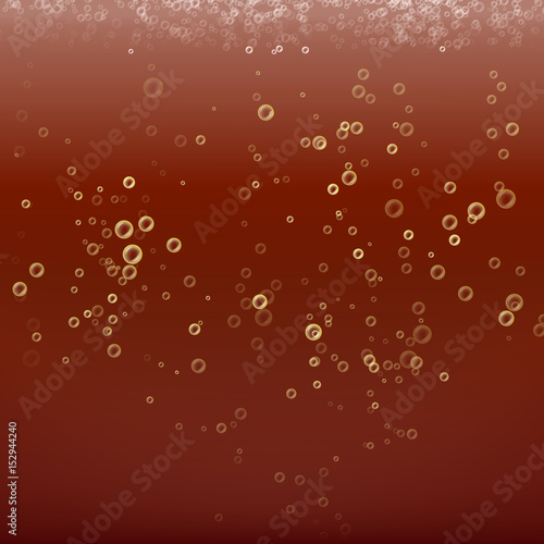 Cola Bubbles Vector Background. Texture Cola Lemonade. Delicious, Fresh Aeration, Sparkling Bubbles