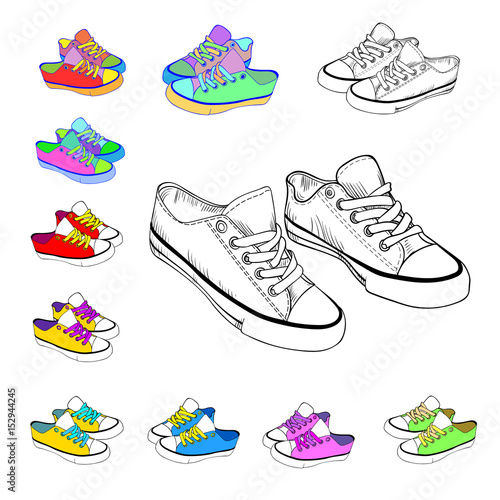colored sneakers sketch