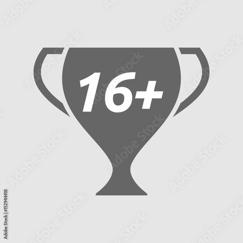 Isolated cup with    the text 16+