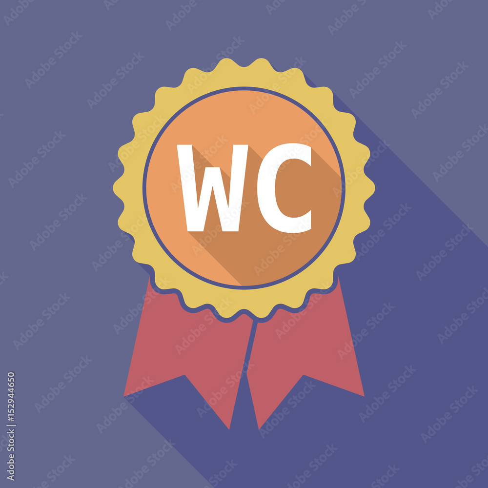 Long shadow badge with    the text WC