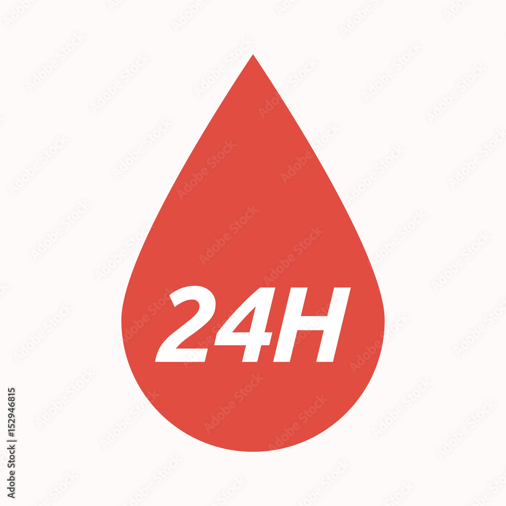 Isolated blood drop with the text 24H Isolated blood drop with the text 24H