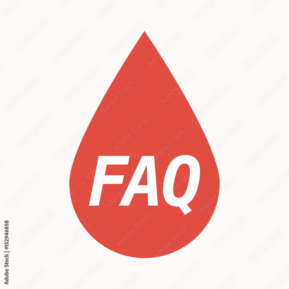Isolated blood drop with the text FAQ Isolated blood drop with the text FAQ