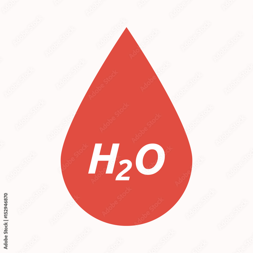 Isolated blood drop with the text H2O Isolated blood drop with the text H2O