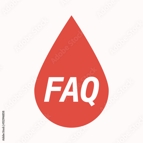 Isolated blood drop with    the text FAQ
