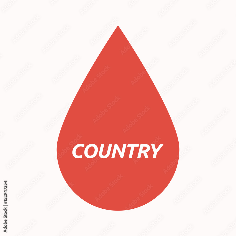 Isolated blood drop with the text COUNTRY Isolated blood drop with the text COUNTRY