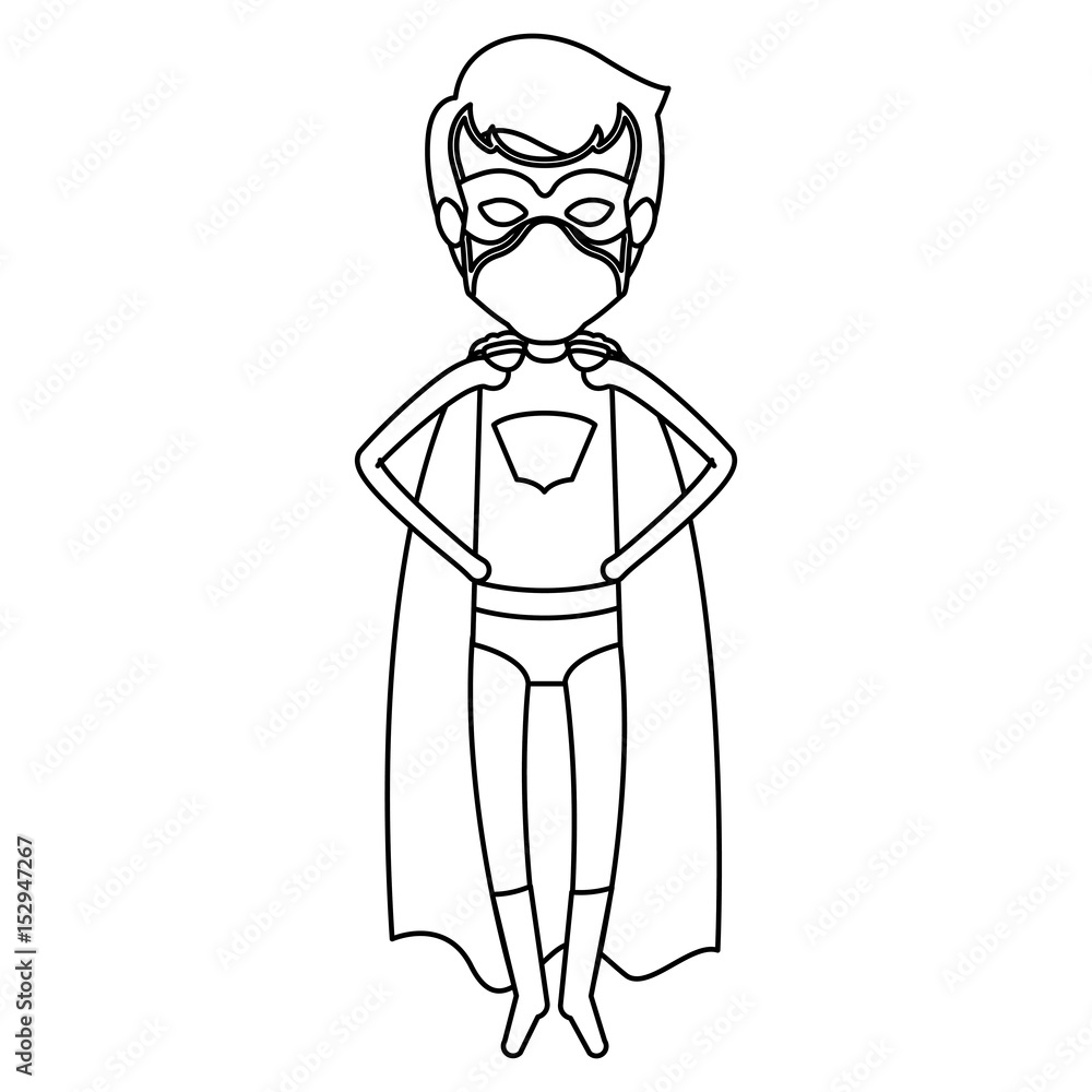 monochrome contour faceless of superhero young flying with hands in your waist vector illustration monochrome contour faceless of superhero young flying with hands in your waist vector illustration
