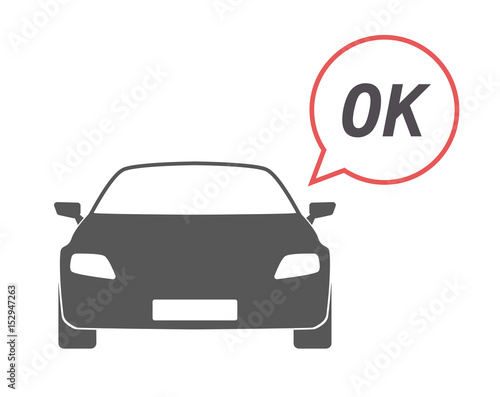 Isolated car with    the text OK