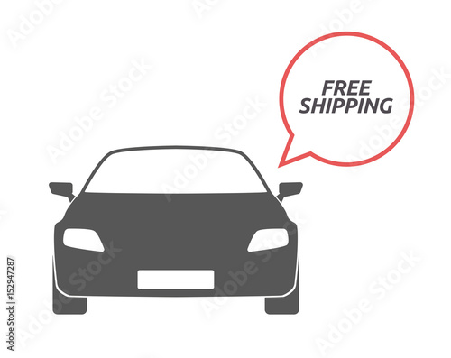 Isolated car with    the text FREE SHIPPING