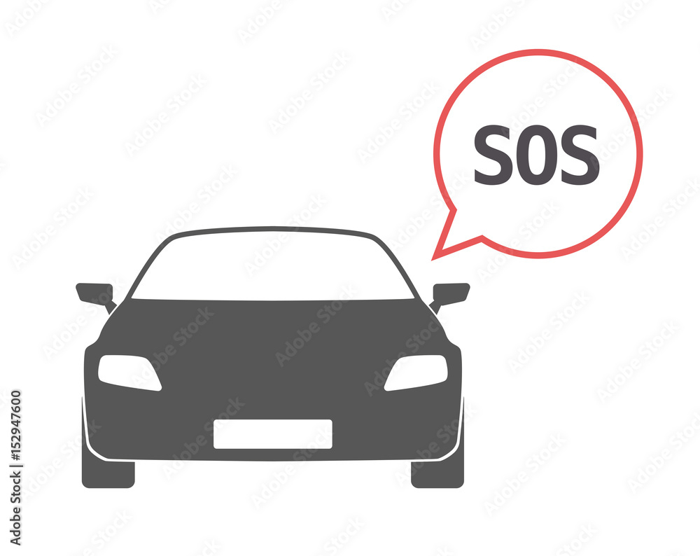 Isolated car with the text SOS Isolated car with the text SOS
