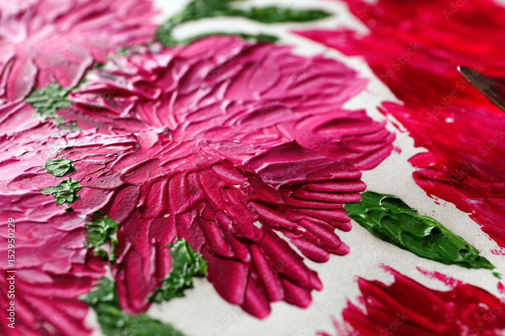 Oil painting of beautiful flowers, closeup Oil painting of beautiful flowers, closeup