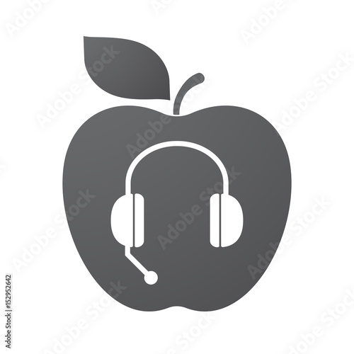 Isolated apple fruit with  a hands free phone device