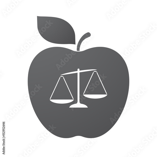 Isolated apple fruit with  an unbalanced weight scale