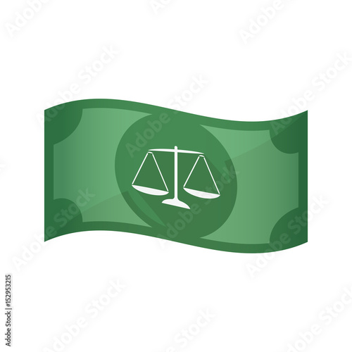 Isolated bank note with  an unbalanced weight scale