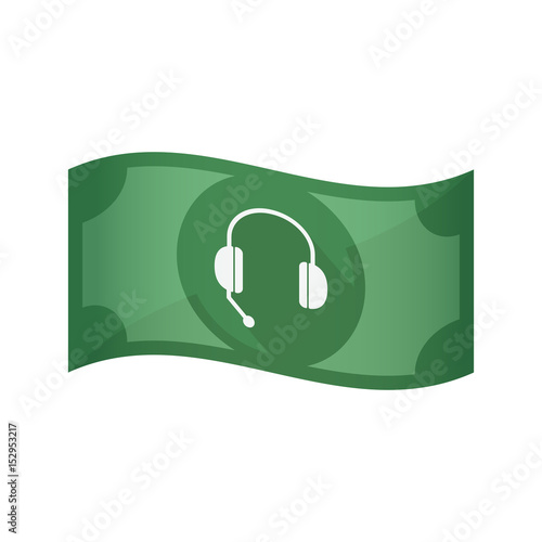 Isolated bank note with  a hands free phone device