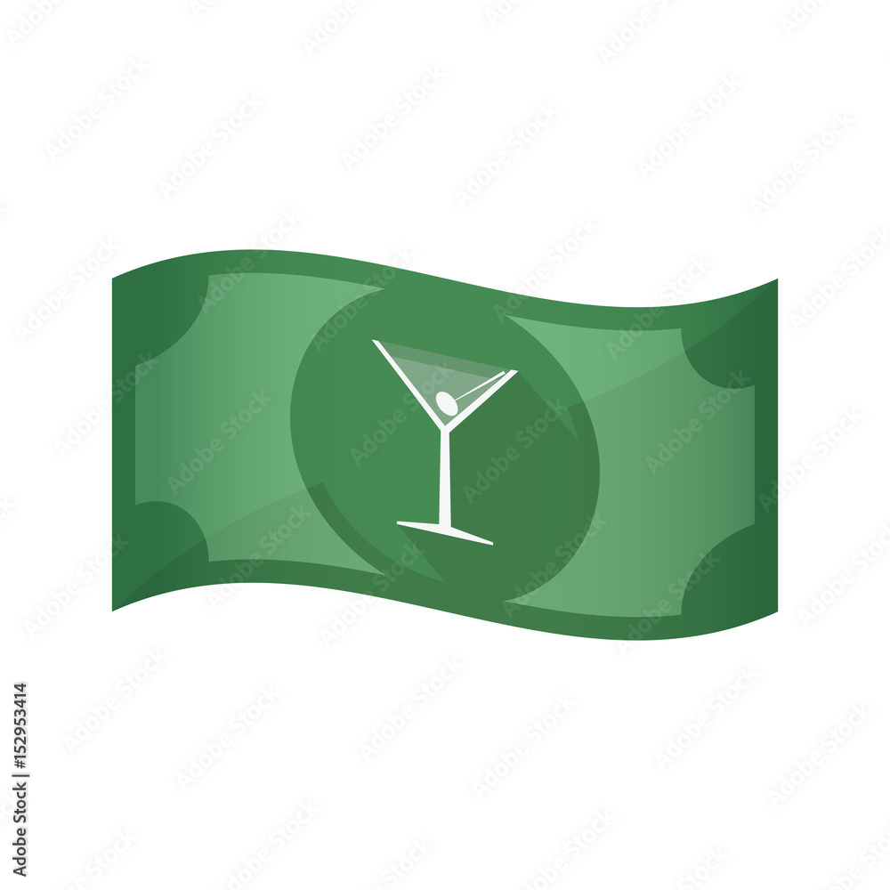 Isolated bank note with a cocktail glass Isolated bank note with a cocktail glass