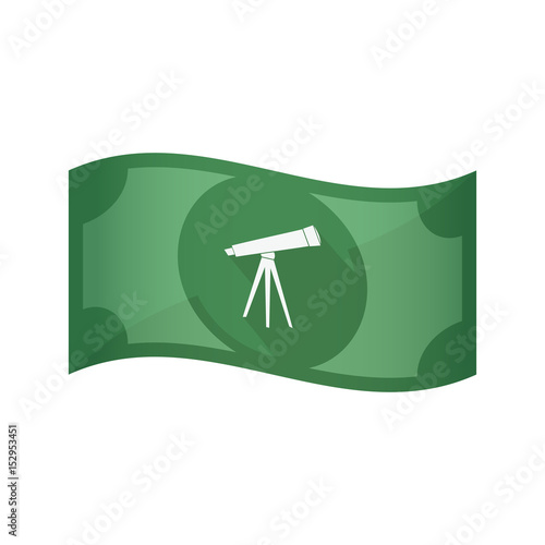 Isolated bank note with a telescope