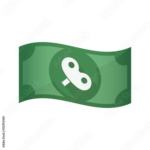 Isolated bank note with a toy crank