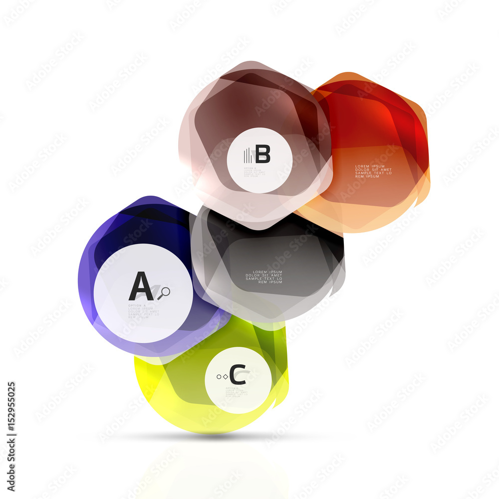 Glass glossy shiny hexagon web elements Glass glossy shiny hexagon web elements