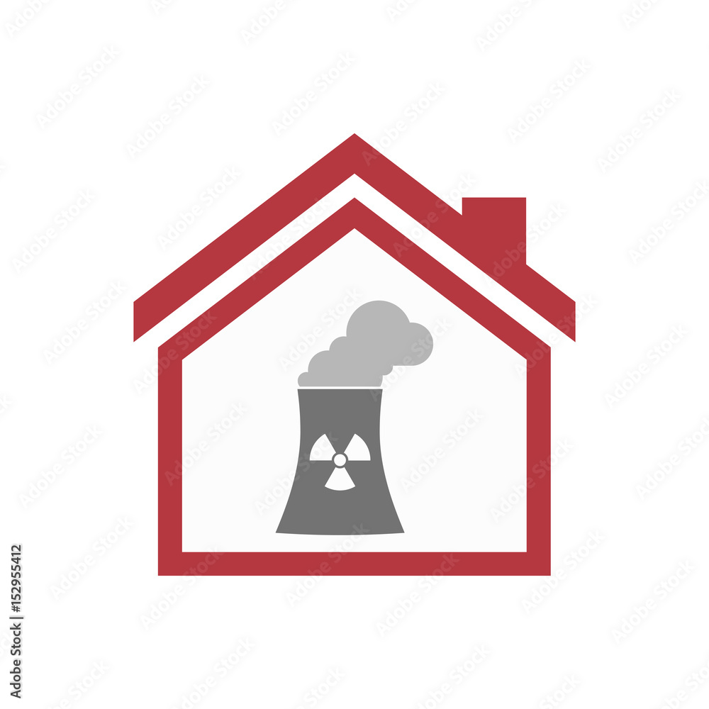 Isolated house with a nuclear power station Isolated house with a nuclear power station
